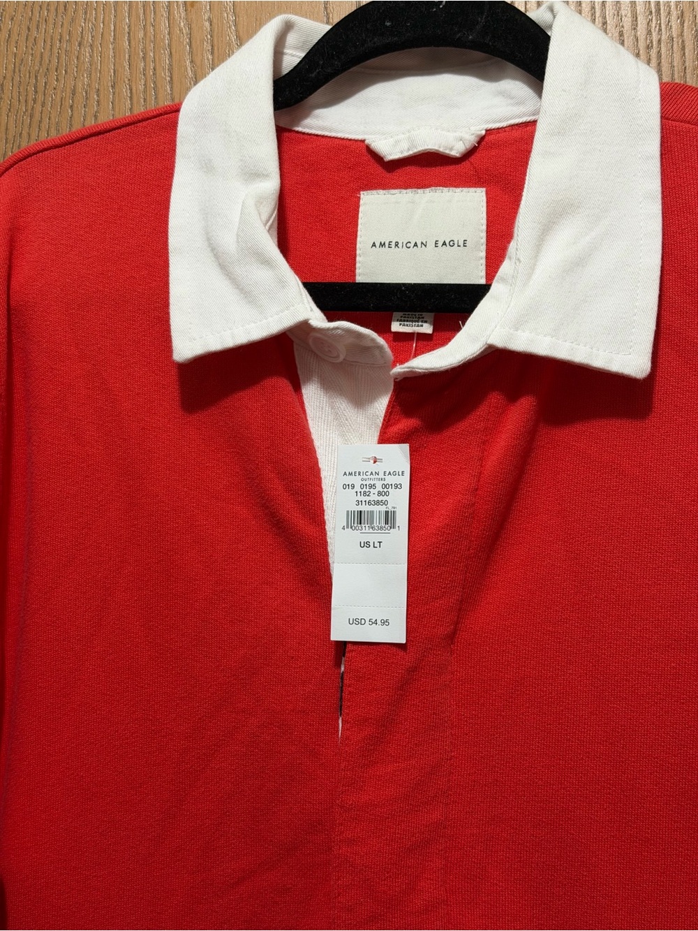 American Eagle Outfitters Men’s Red Polo with White Collar